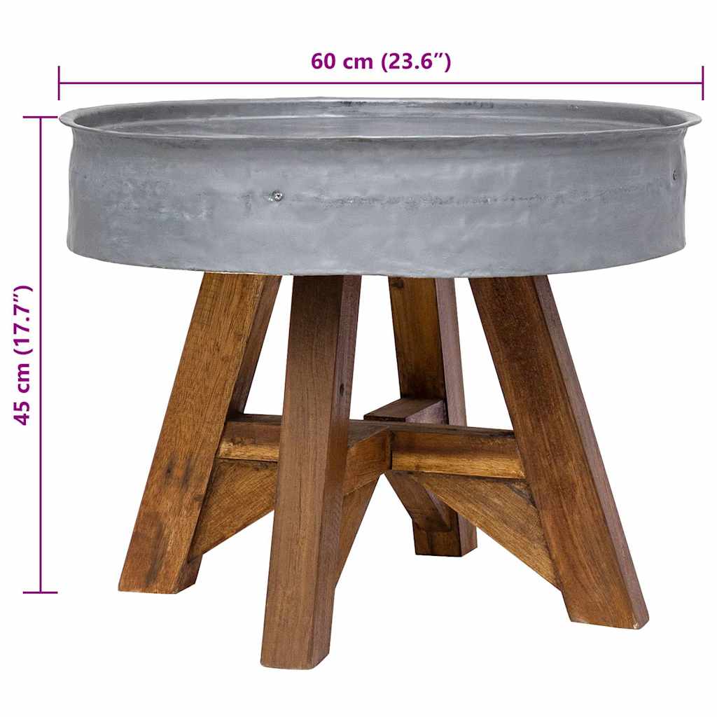 244511 vidaXL Coffee Table Mixed Recycled Wood 60x45 cm Silver