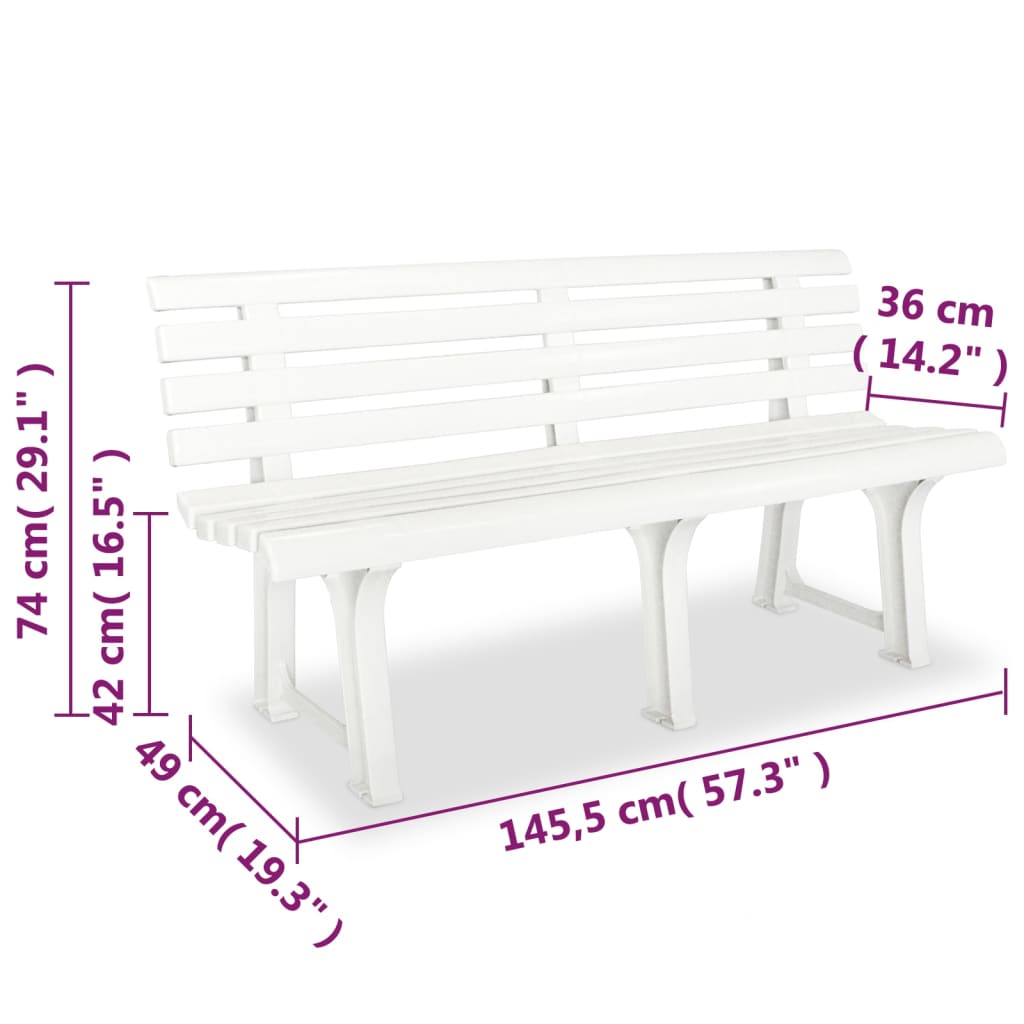 Garden Bench 145,5 cm Plastic White