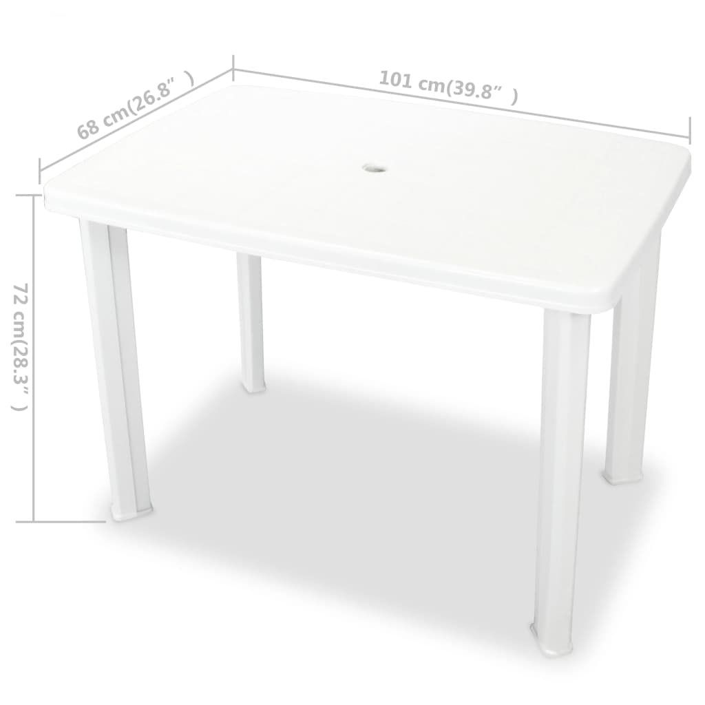 43592 vidaXL Garden Table White 101x68x72 cm Plastic