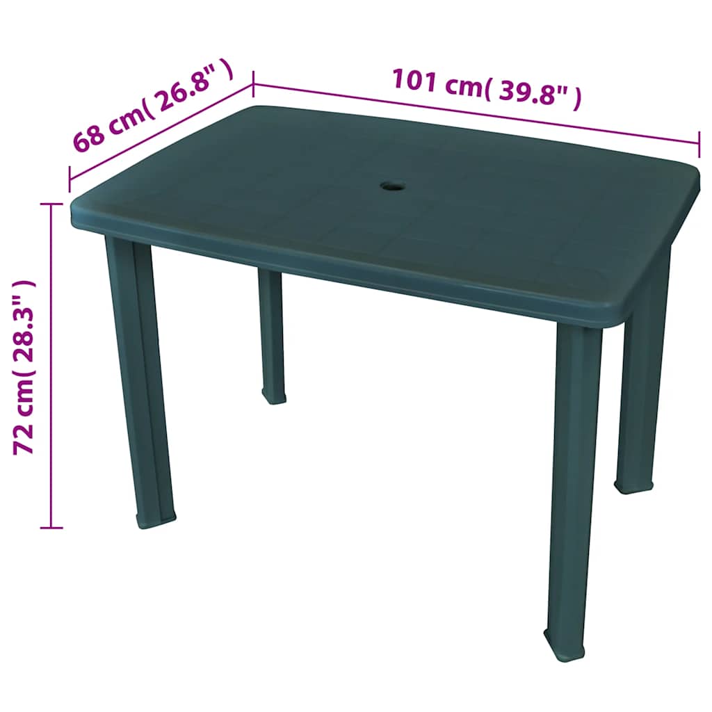 43593 vidaXL Garden Table Green 101x68x72 cm Plastic