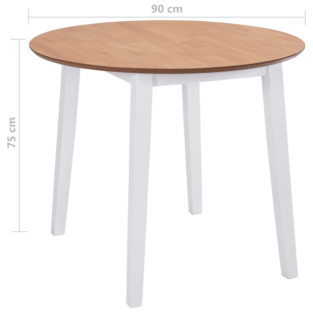 245370 vidaXL Drop-leaf Dining Table Round MDF White