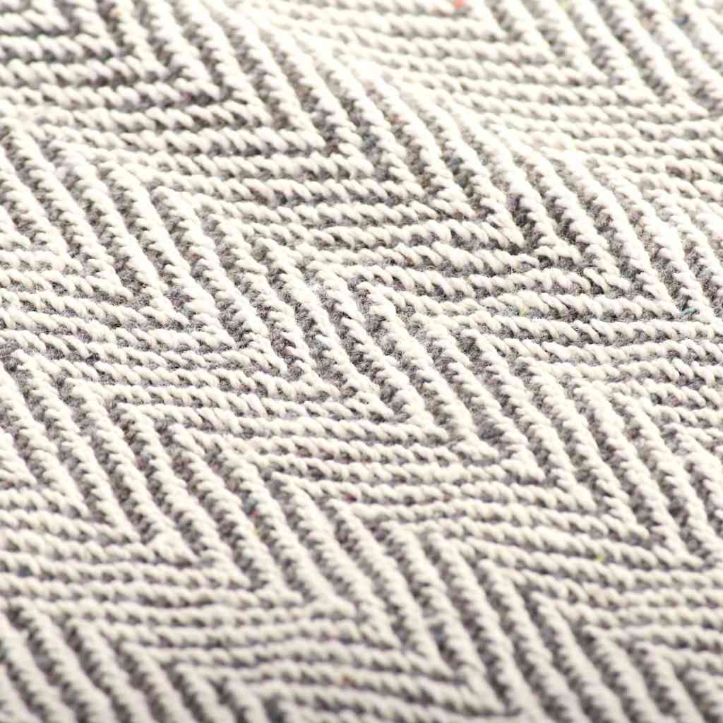 245319 vidaXL Throw Cotton Herringbone 160x210 cm Grey