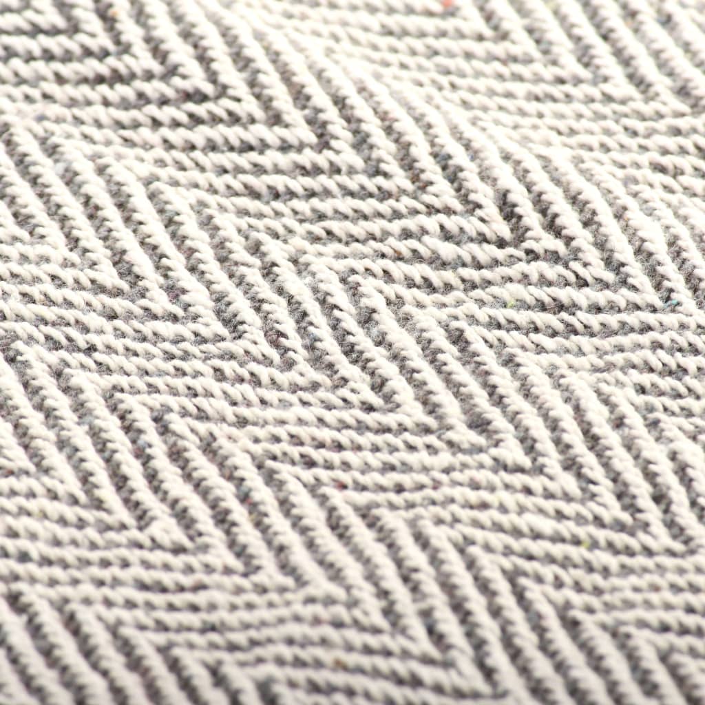 245320 vidaXL Throw Cotton Herringbone 220x250 cm Grey