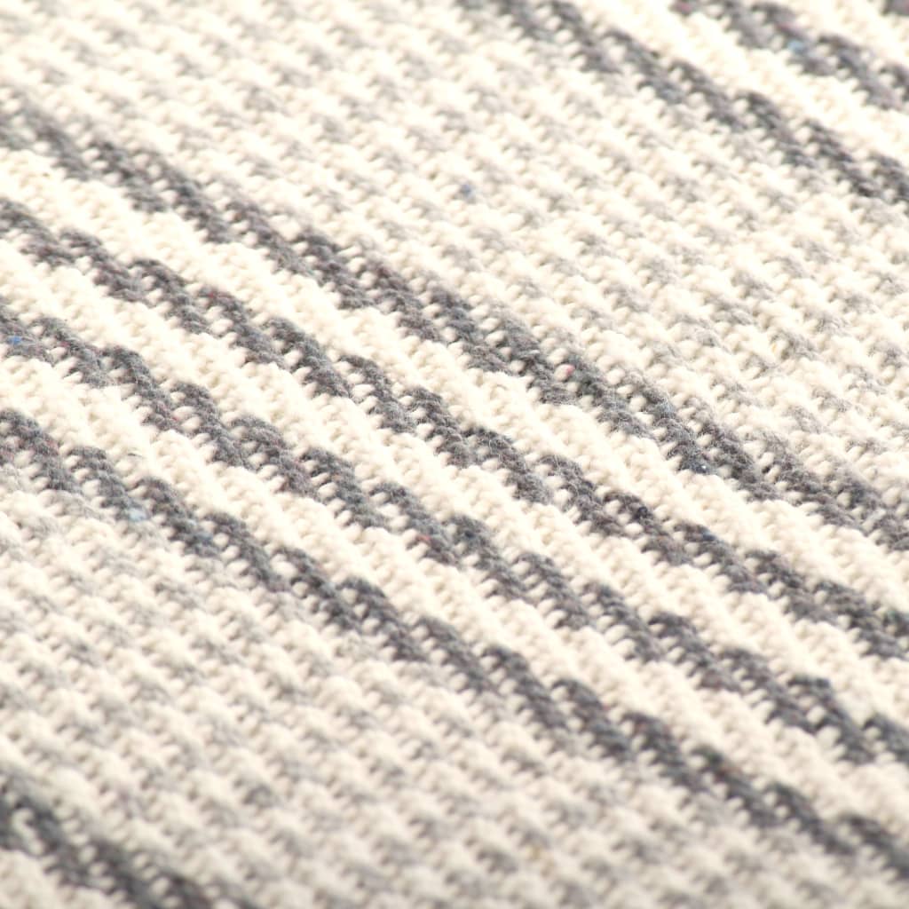 245329 vidaXL Throw Cotton Stripes 220x250 cm Grey and White