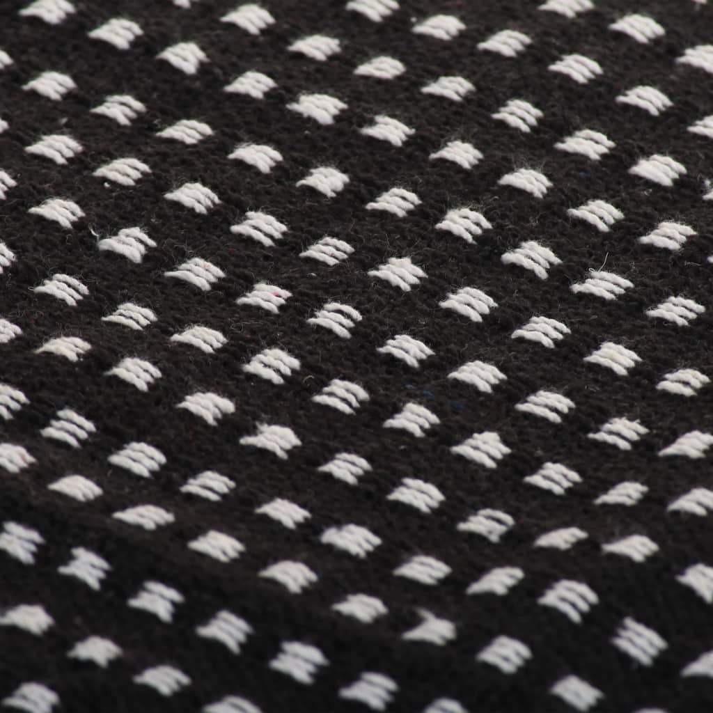 245332 vidaXL Throw Cotton Squares 220x250 cm Black