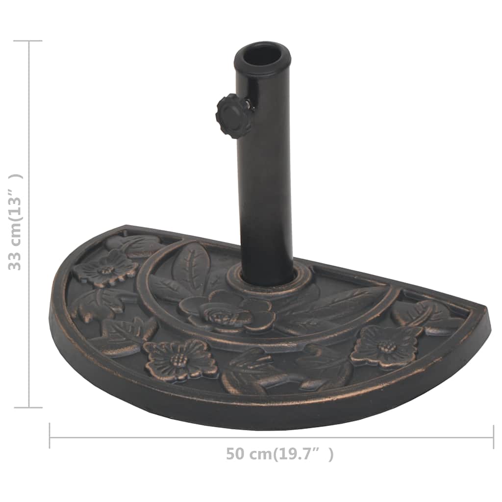 43655 vidaXL Parasol Base Resin Half Round Bronze 9 kg