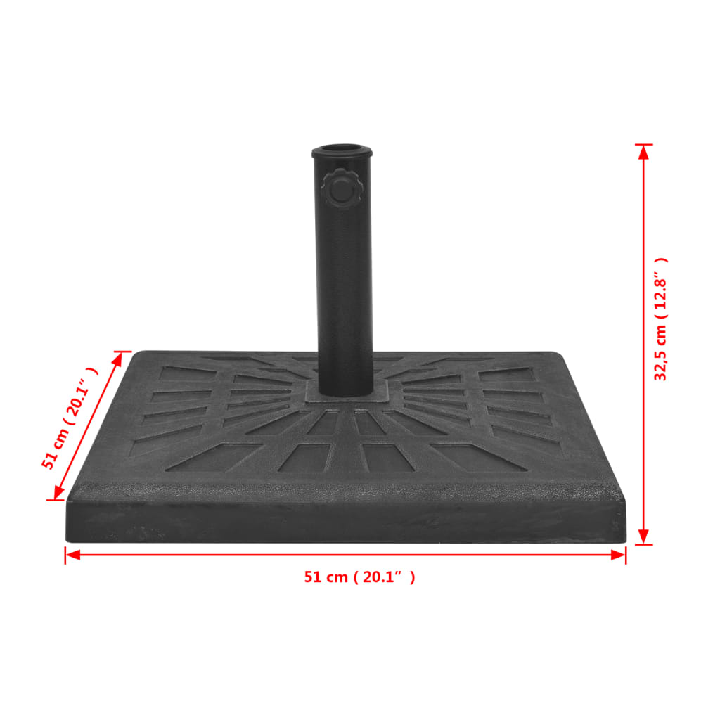 vidaXL Parasol Base Resin Square Black 19 kg