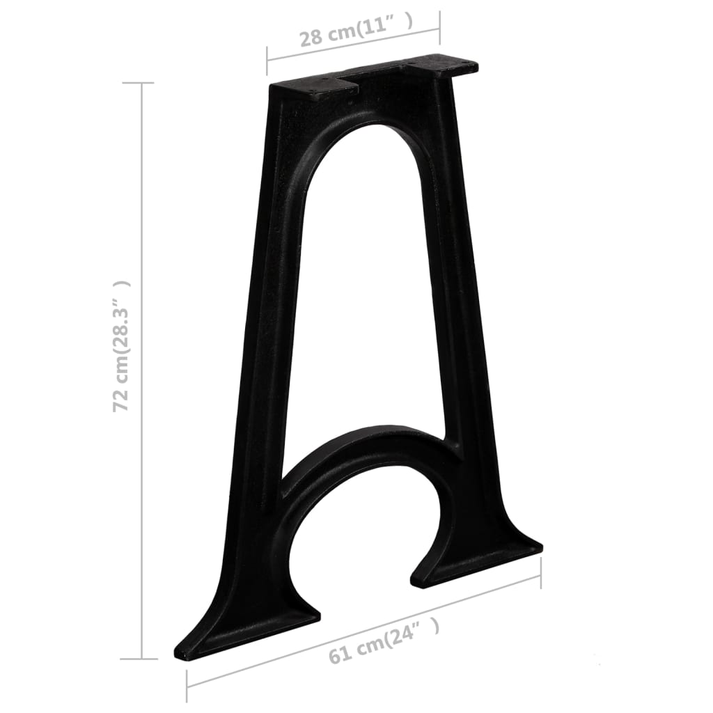 245429 vidaXL Dining Table Legs 2 pcs with Arched Base A-Frame Cast Iron