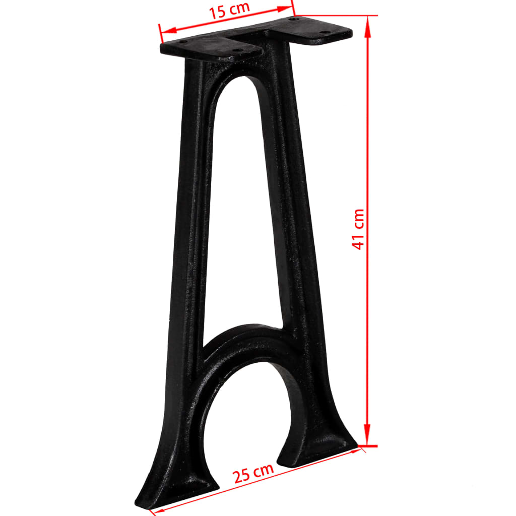 245431 vidaXL Bench Legs 2 pcs with Arched Base A-Frame Cast Iron