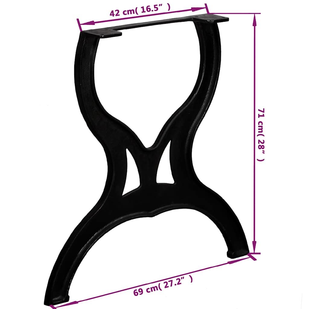 245432 vidaXL Dining Table Legs 2 pcs X-Frame Cast Iron