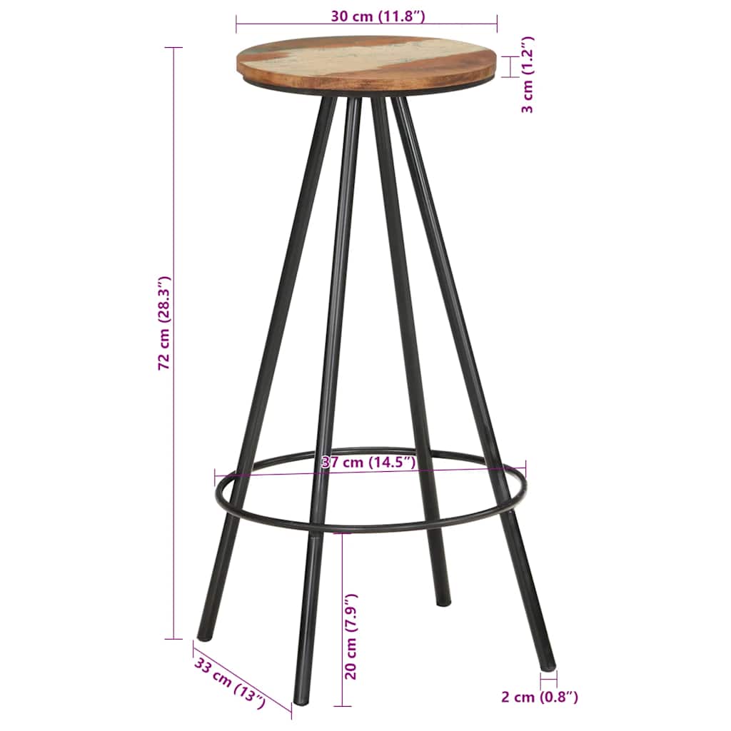 Bar Stools 4 pcs Solid Reclaimed Wood