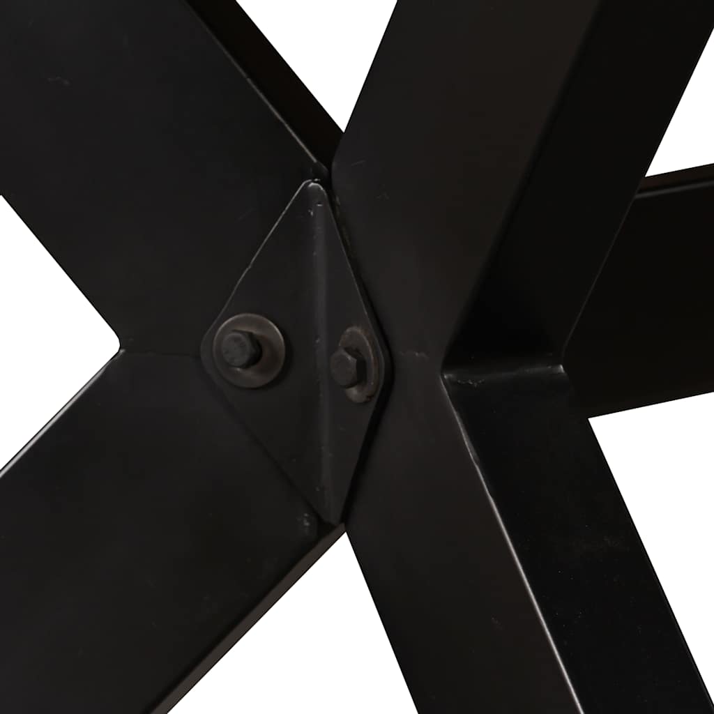 244805 vidaXL Dining Table Solid Mango Wood and Steel Cross 180 cm