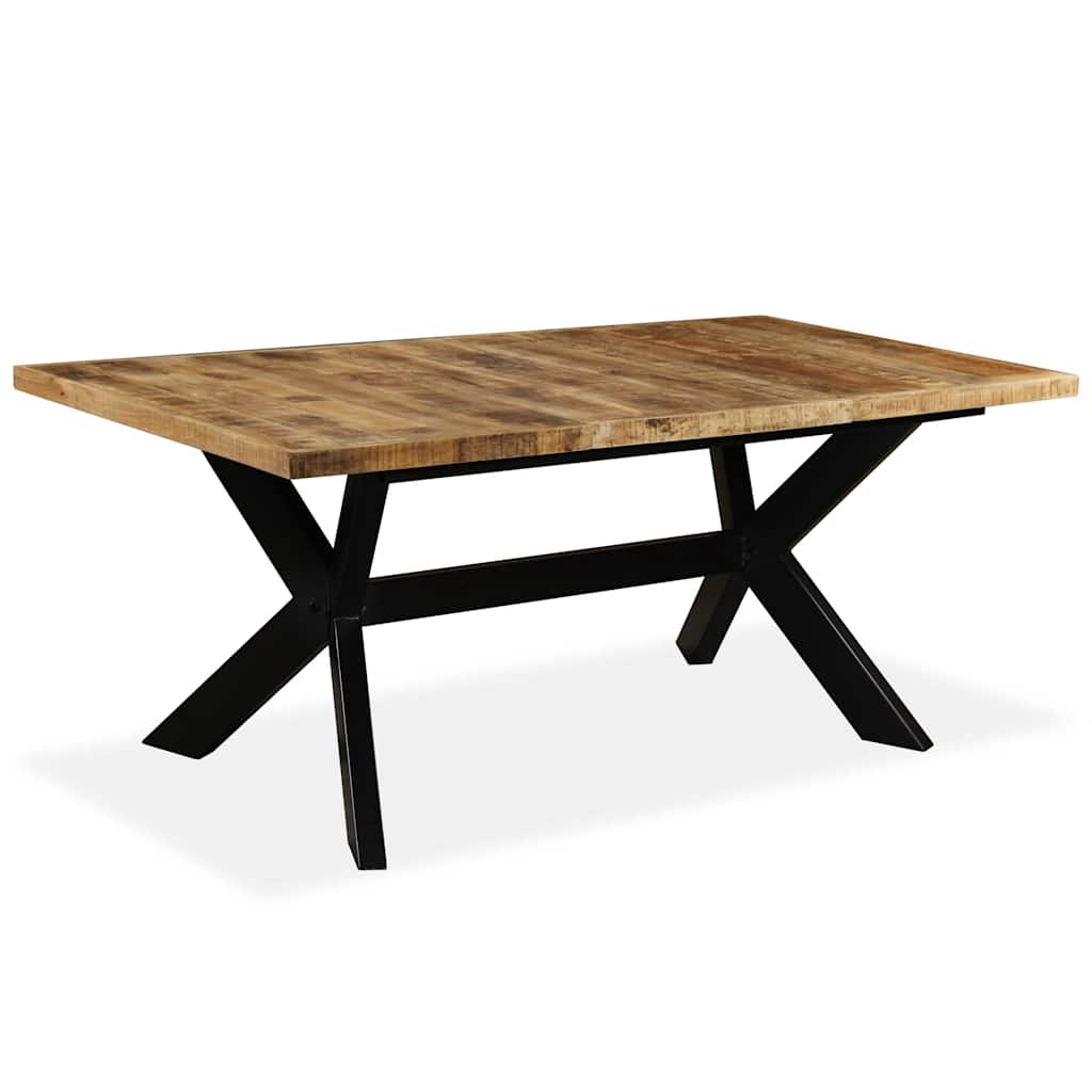 244805 vidaXL Dining Table Solid Mango Wood and Steel Cross 180 cm