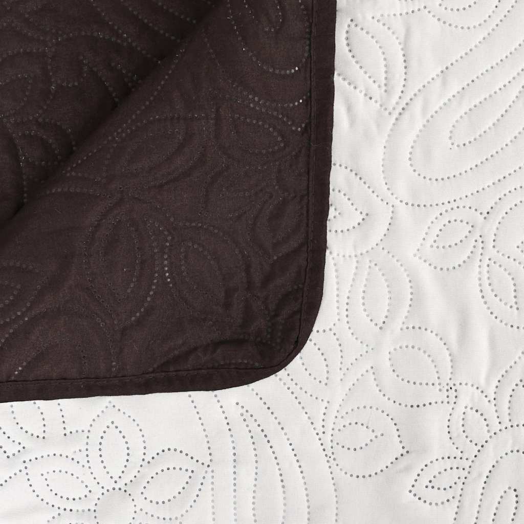 132962 vidaXL Double-sided Quilted Bedspread 170x210 cm Cream and Brown