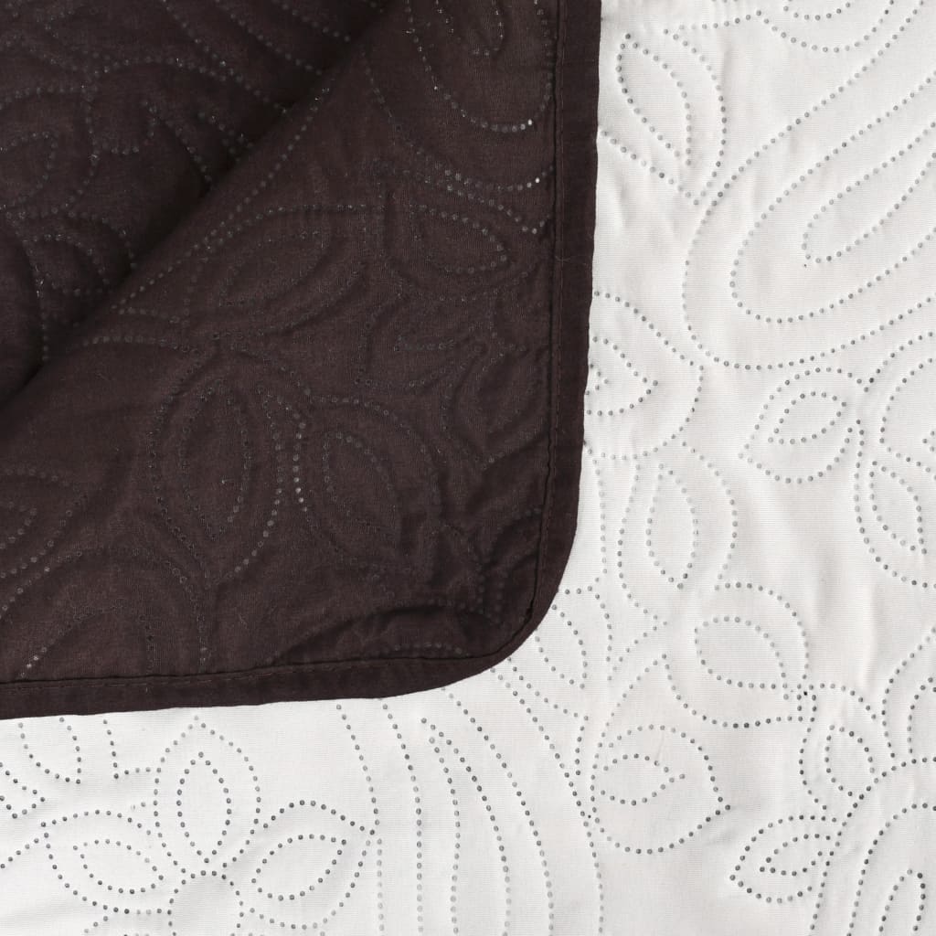 132963 vidaXL Double-sided Quilted Bedspread 220x240 cm Cream and Brown
