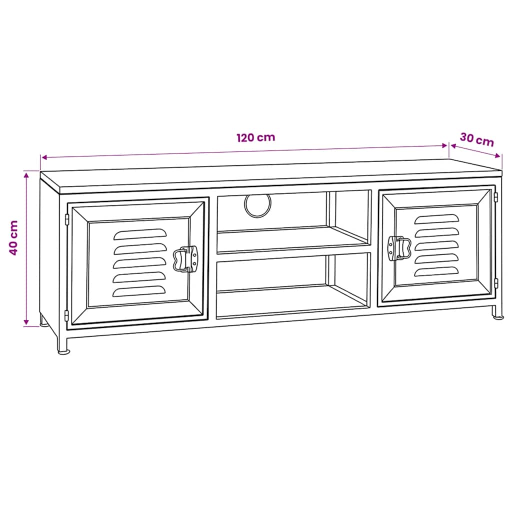 TV Stand | White and Brown | Galvanised Steel and Solid Fir Wood | Small