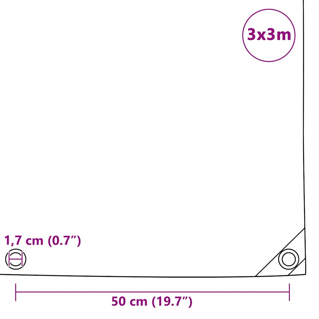 Tarpaulins Grey 3 x 3 m Canvas with PVC Coating