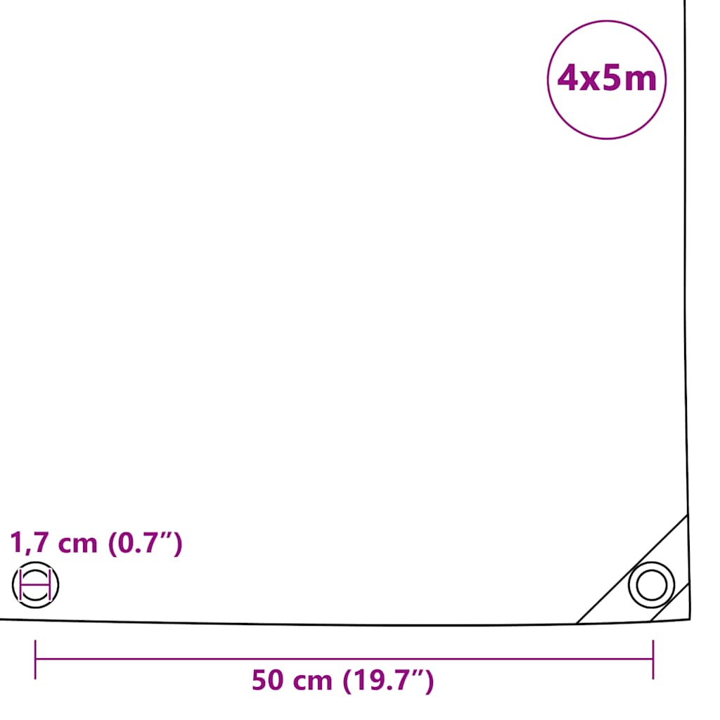 Tarpaulins Grey 4 x 5 m Canvas with PVC Coating