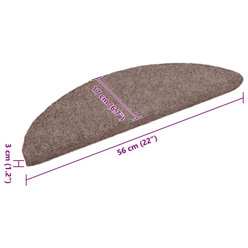 Stair Mats Self-adhesive 15 pcs 56x17x3 cm Light Brown Half Round