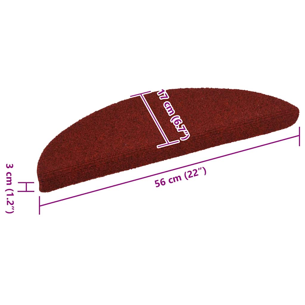 Stair Mats Self-adhesive 15 pcs 56x17x3 cm Bordeaux Red