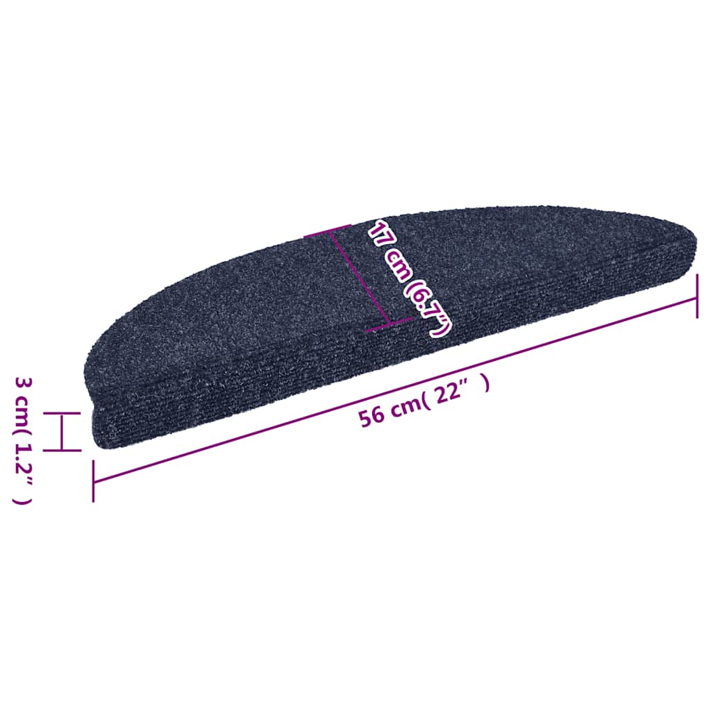 Stair Mats Self-adhesive 15 pcs 56x17x3 cm Blue Half Round