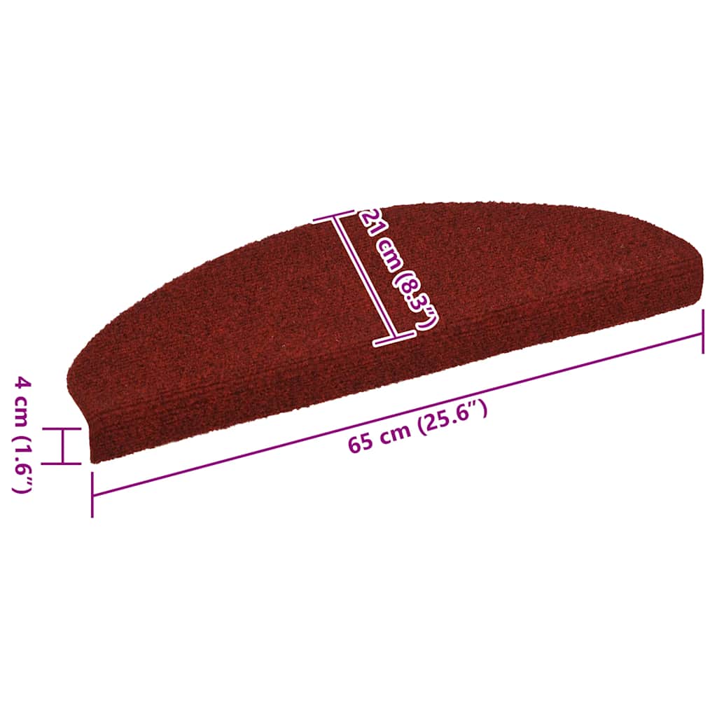 Stair Mats Self-adhesive 15 pcs 65x21x4 cm Bordeaux Red Half Round Large
