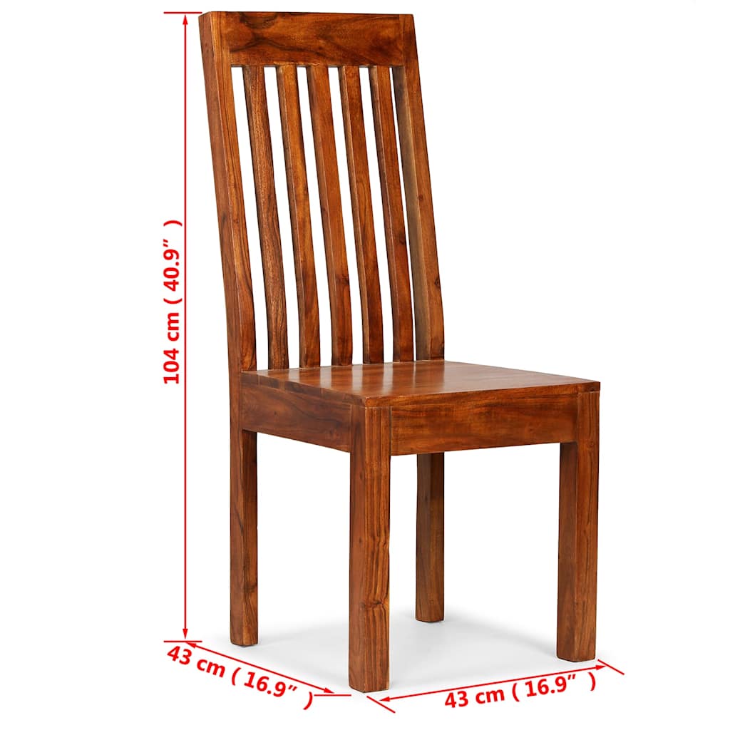Dining Chair | Set of 2 | Honey Brown | Solid Acacia wood | Standard Size