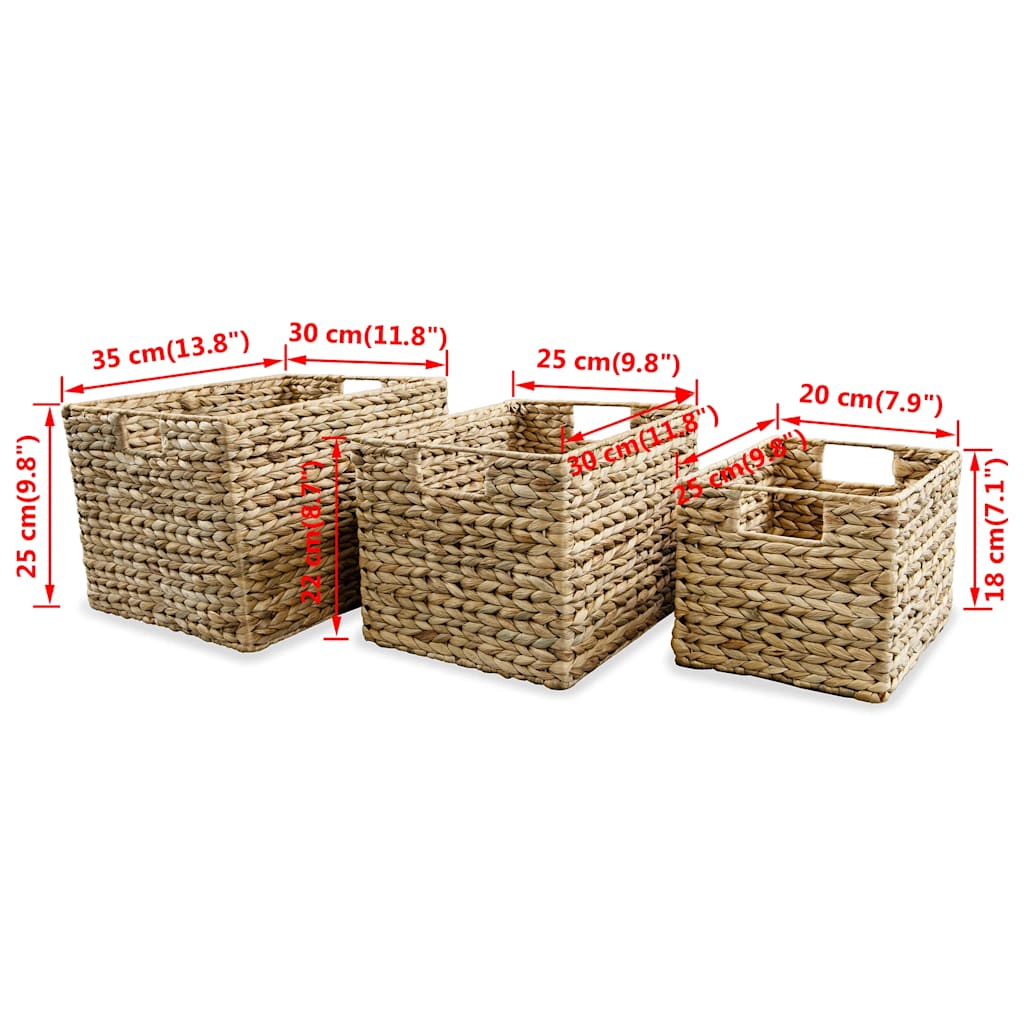 245490 vidaXL Storage Basket Set 3 Pieces Water Hyacinth