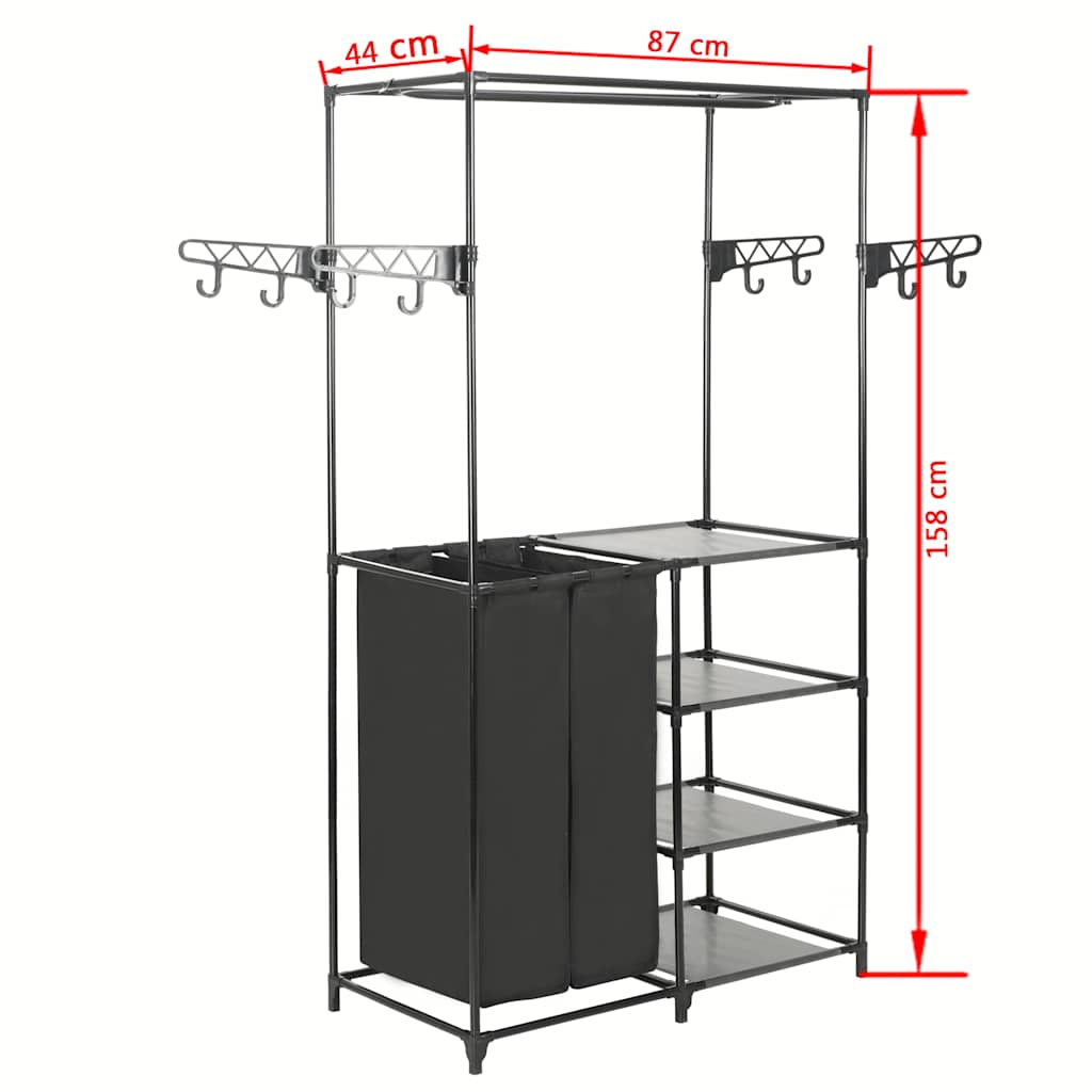 245743 vidaXL Clothes Rack Steel and Non-woven Fabric 87x44x158 cm Black
