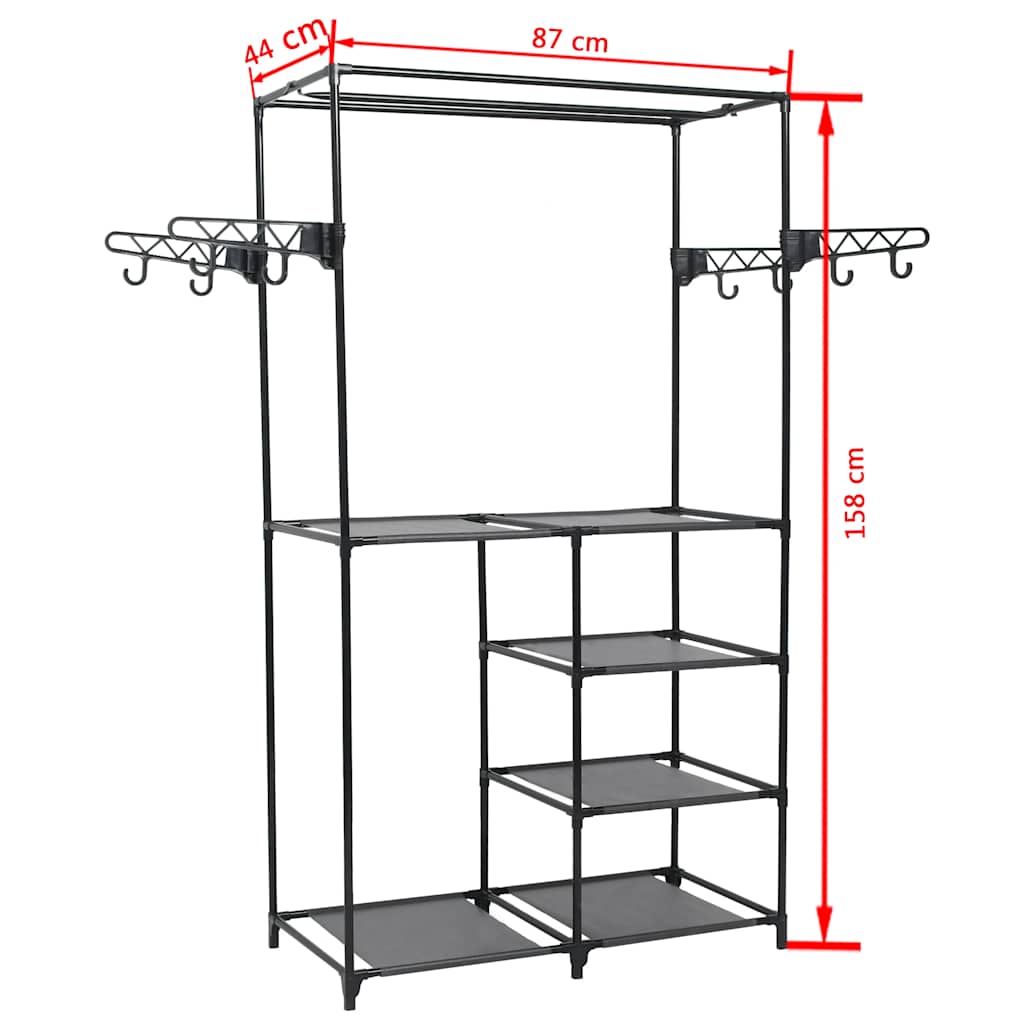 245744 vidaXL Clothes Rack Steel and Non-woven Fabric 87x44x158 cm Black