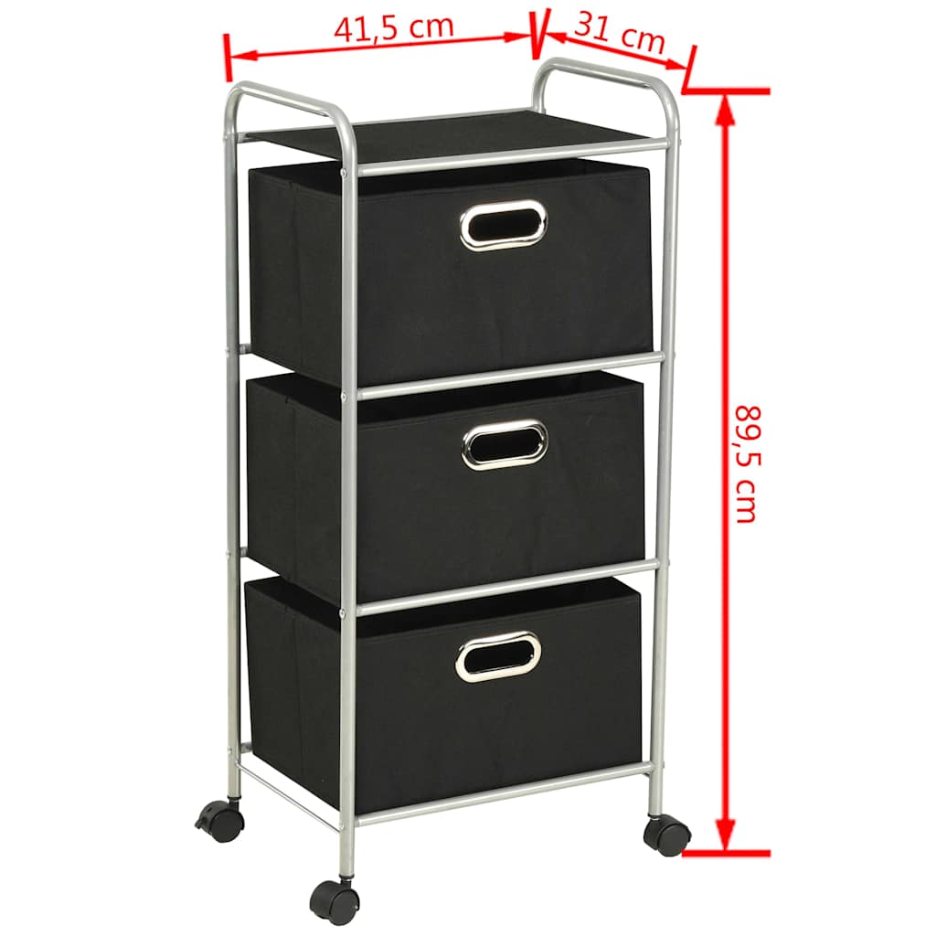 245749 vidaXL Shelving Unit with 3 Storage Boxes Steel and Non-woven Fabric