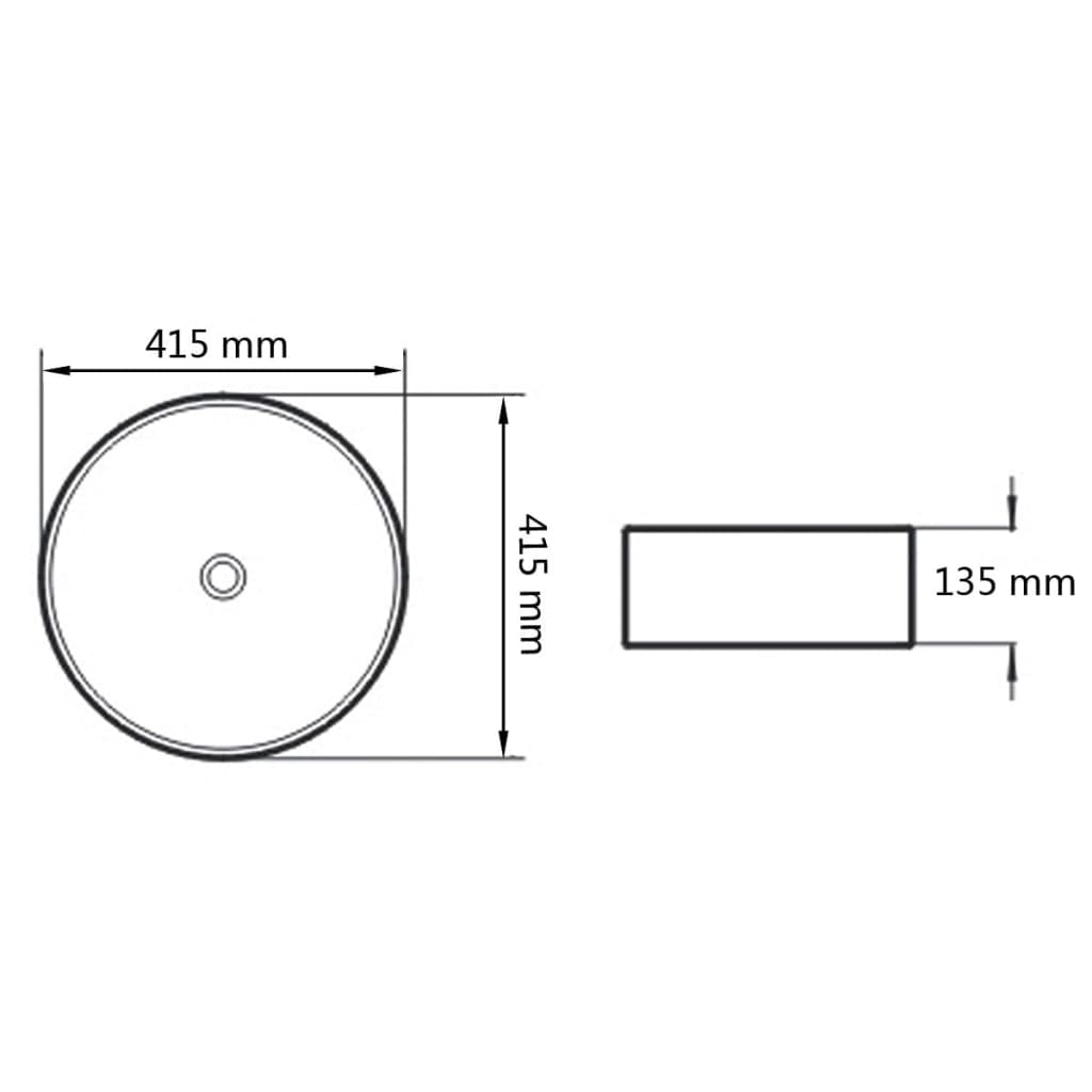 142732 vidaXL Basin Ceramic Round Black 41,5x13,5 cm