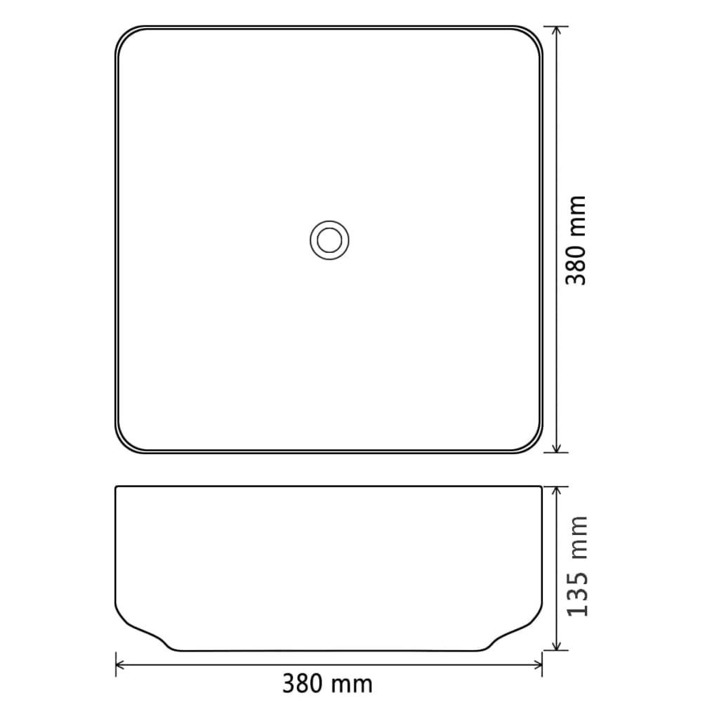 142733 vidaXL Basin Ceramic Square Black 38x38x13,5 cm