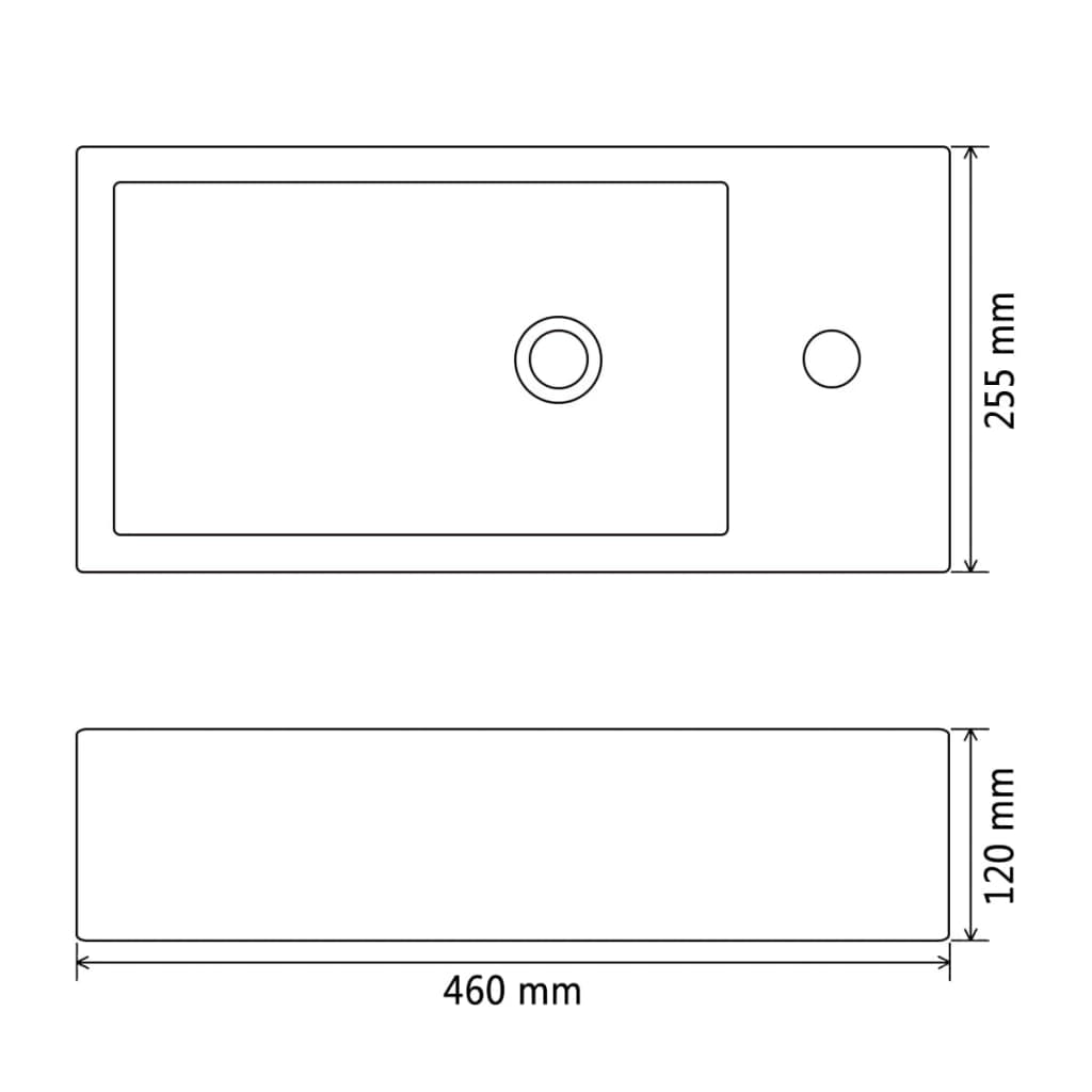 142738 vidaXL Basin with Faucet Hole Rectangular Ceramic Black 46x25,5x12 cm