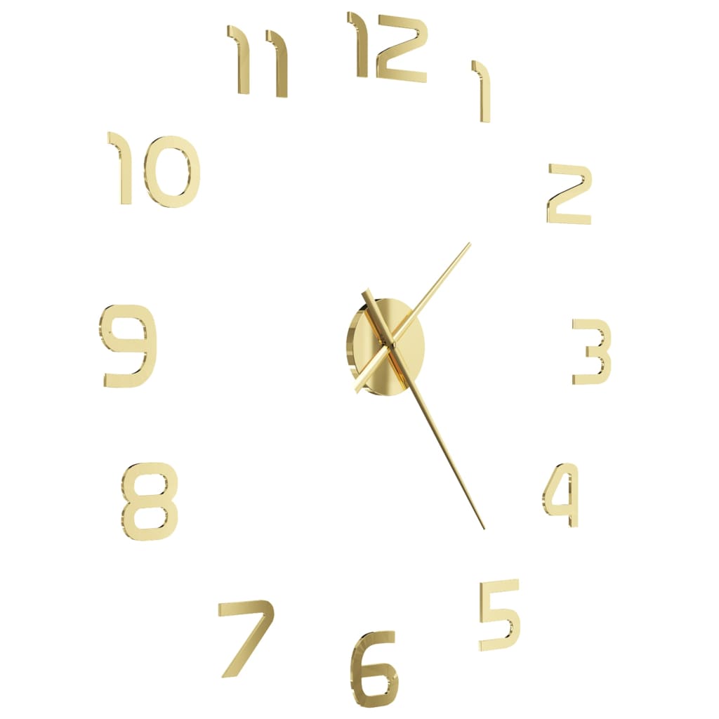 50640 vidaXL 3D Wall Clock Modern Design 100 cm XXL Gold