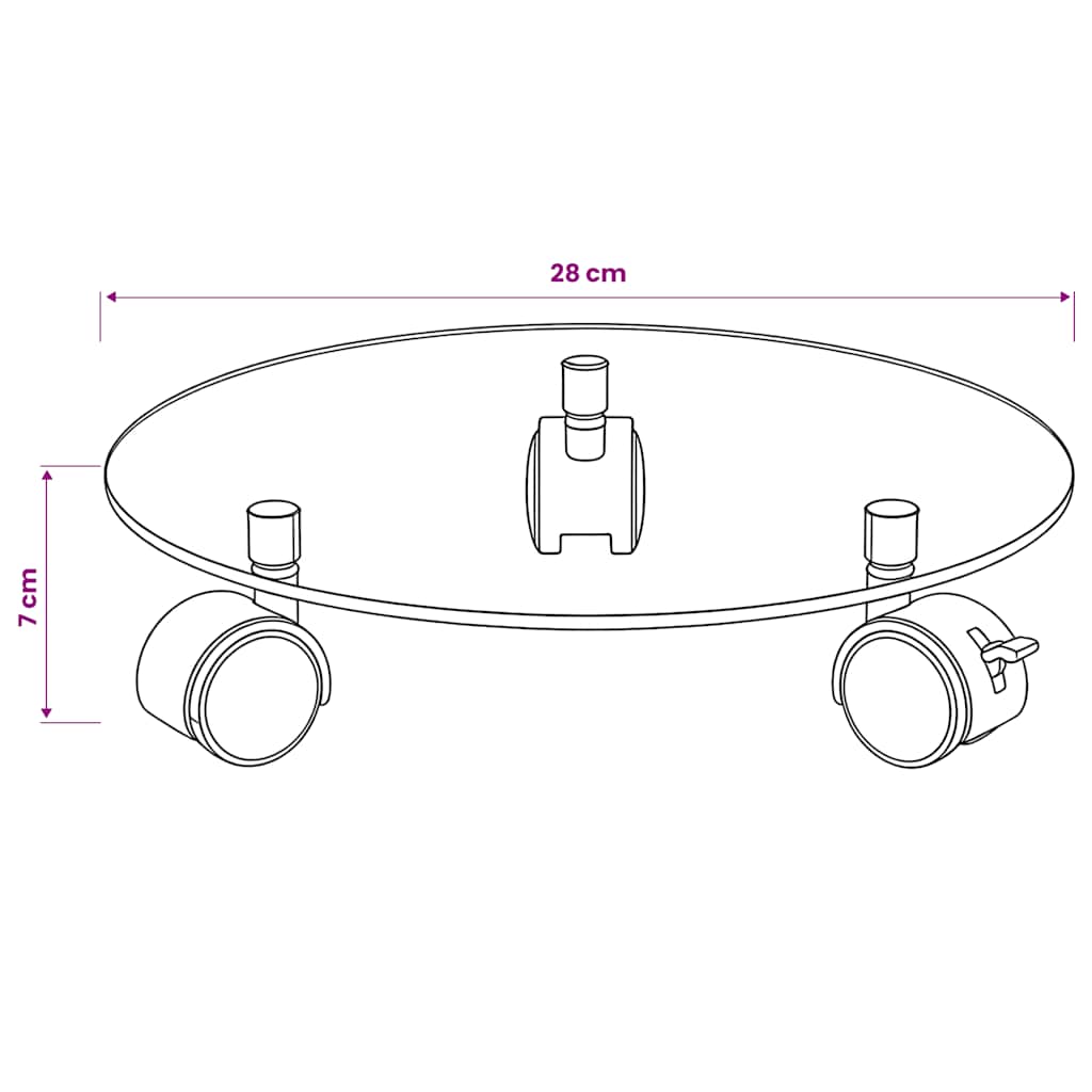 245691 vidaXL Plant Rollers 2 pcs Tempered Glass 28 cm Round