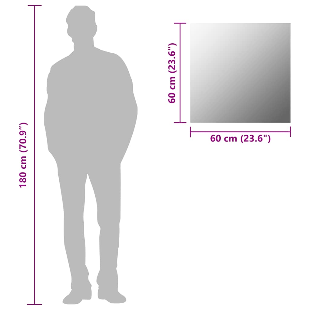 245700 vidaXL Wall Mirror 60x60 cm Square Glass
