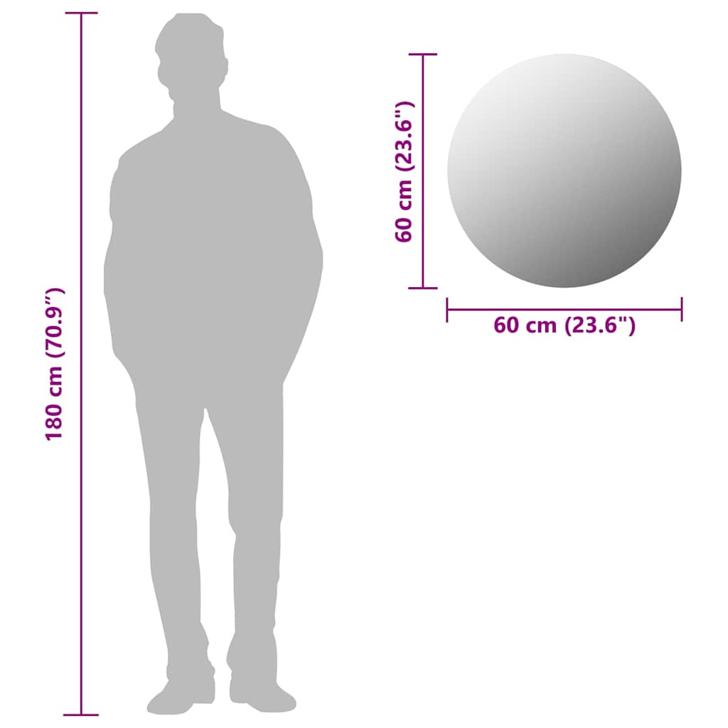245704 vidaXL Wall Mirror 60 cm Round Glass