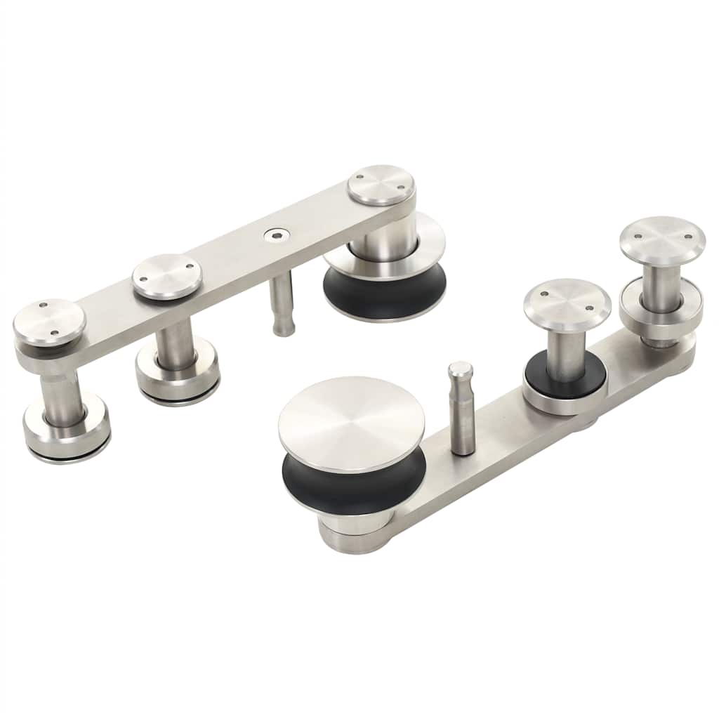 142826 vidaXL Sliding Door Hardware Kit 183 cm Stainless Steel Silver