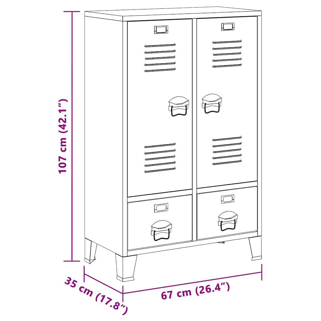 Wardrobe Metal Industrial Style 67x35x107 cm Black