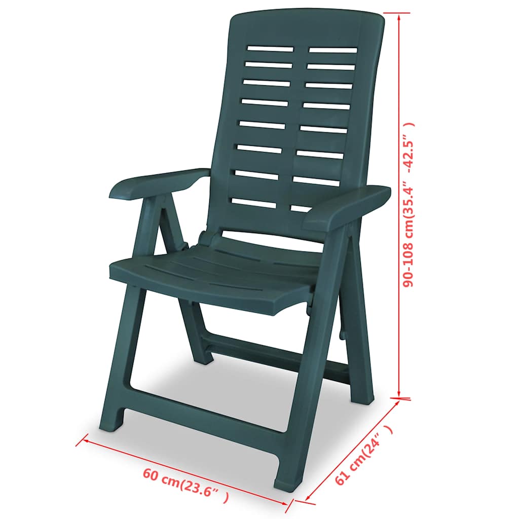 Reclining Folding Chairs 2 pcs Plastic Green