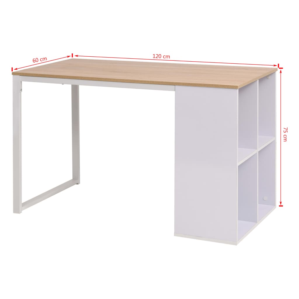 245720 vidaXL Writing Desk 120x60x75 cm Oak and White