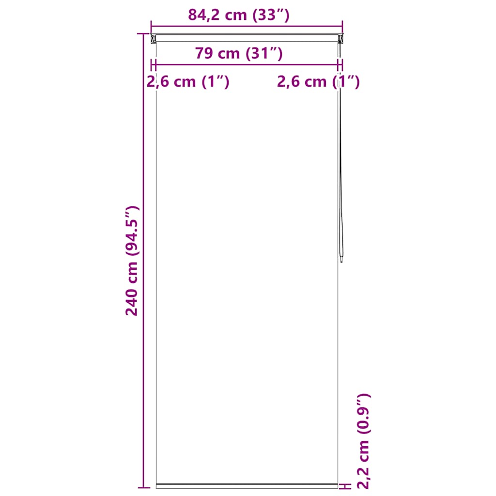 142841 vidaXL Shower Roller Blind 80x240 cm White
