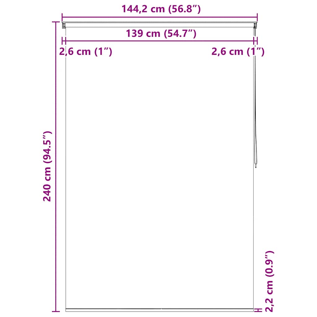 142844 vidaXL Shower Roller Blind 140x240 cm White