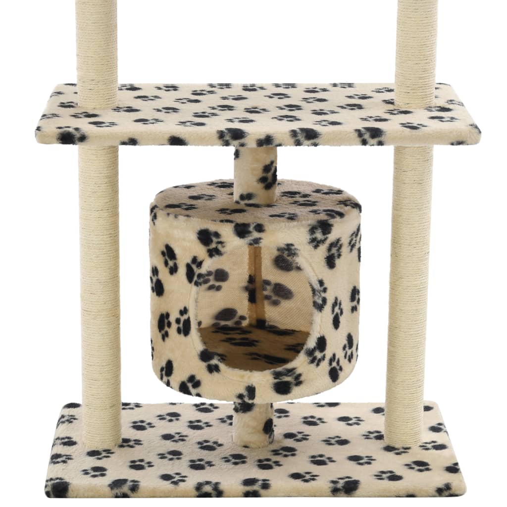 170515 vidaXL Cat Tree with Sisal Scratching Posts 95 cm Beige Paw Prints