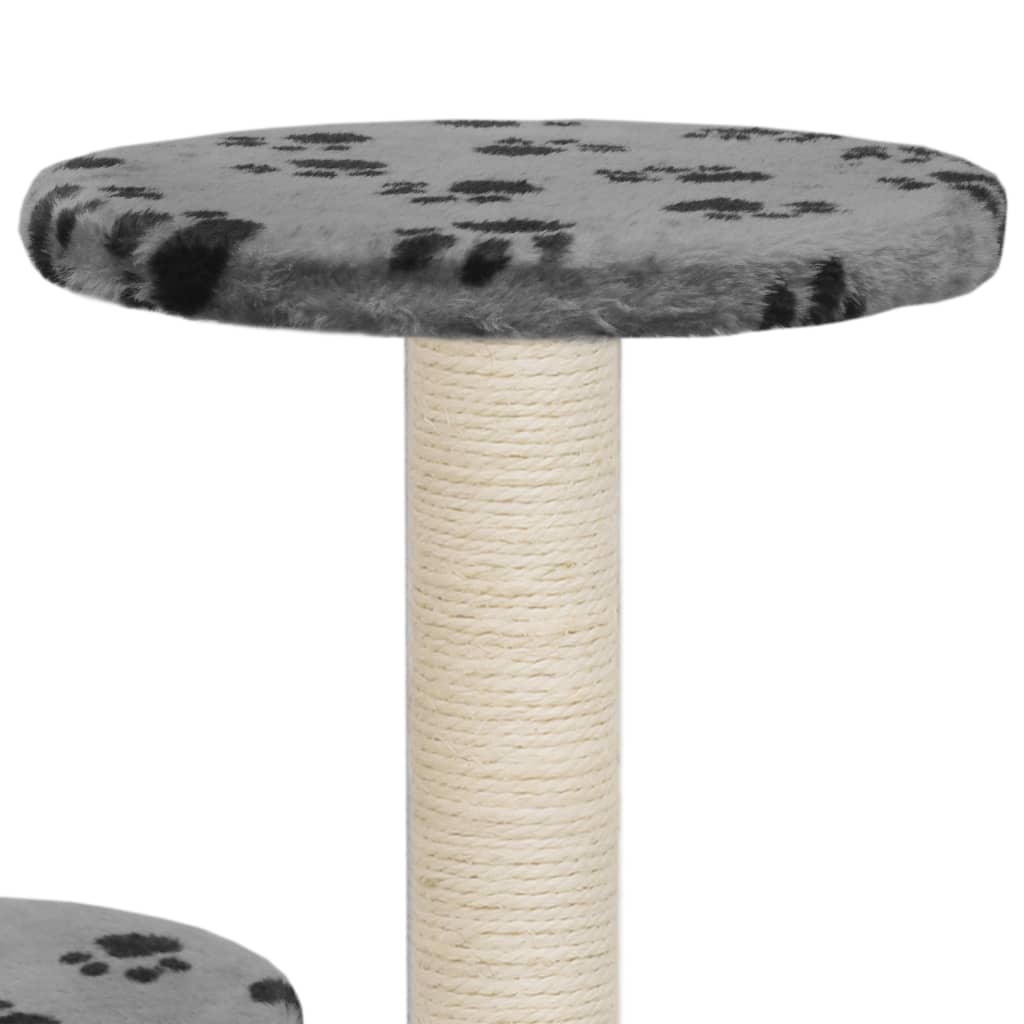 170518 vidaXL Cat Tree with Sisal Scratching Posts 60 cm Grey Paw Prints