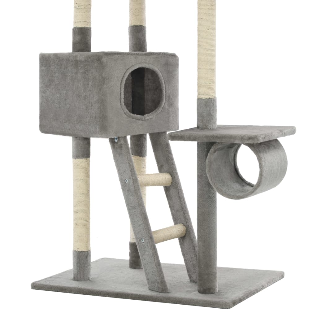 170522 vidaXL Cat Tree with Sisal Scratching Posts 230-260 cm Grey