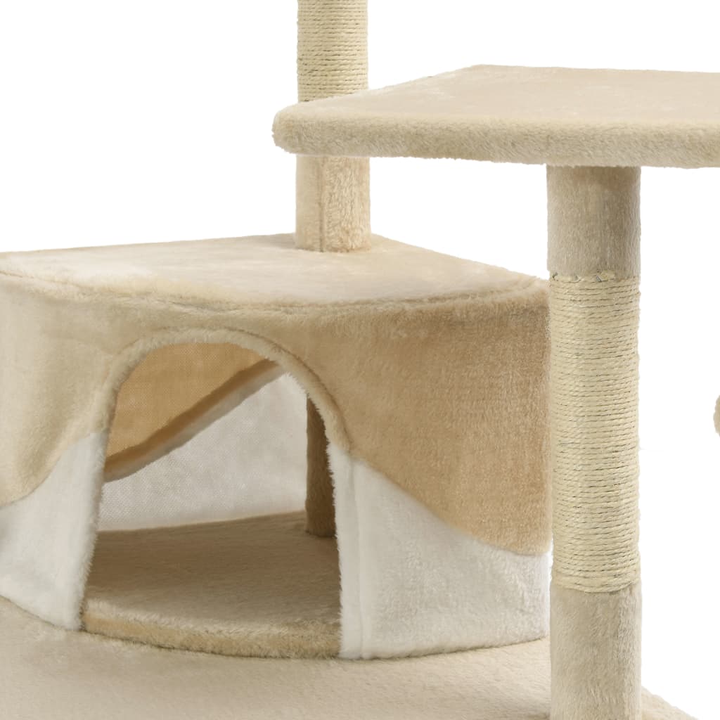 170527 vidaXL Cat Tree with Sisal Scratching Posts 203 cm Beige and White