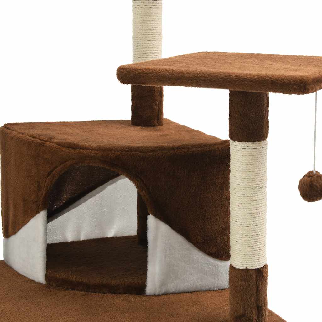 170528 vidaXL Cat Tree with Sisal Scratching Posts 203 cm Brown and White