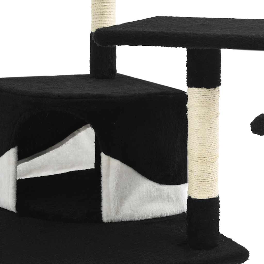 170530 vidaXL Cat Tree with Sisal Scratching Posts 203 cm Black and White